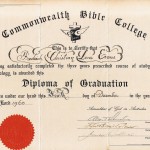 CBC Diploma of Graduation 1960